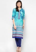 Shree Aqua Blue Printed Kurtis