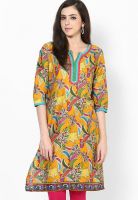 Shree Mustard Yellow Printed Kurtis