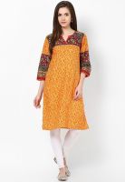 Shree Orange Printed Kurtis