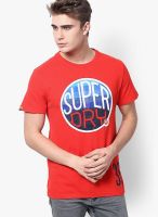 Superdry Red Solid Round Neck T-Shirts