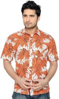 Thinc Men's Floral Print Formal Orange Shirt