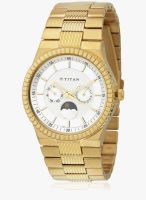 Titan Ne1532Ym01 Gold/White Analog Watch