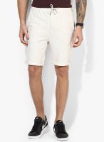Tom Tailor Off White Solid Shorts