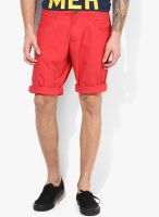 Tom Tailor Red Solid Shorts