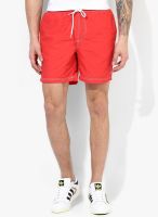 Tom Tailor Red Solid Shorts