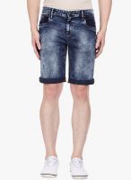 Vintage Navy Blue Solid Shorts