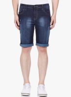 Vintage Navy Blue Solid Shorts