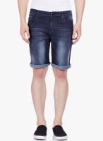 Vintage Navy Blue Solid Shorts