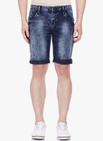 Vintage Navy Blue Solid Shorts