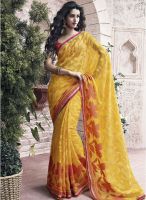 Vishal Yellow Embroidered Saree