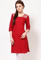 W Red Solid Kurtis