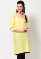 W Yellow Solid Kurtis