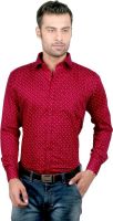 Zido Men's Polka Print Formal Maroon Shirt