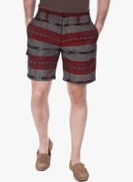 Zobello Maroon Printed Shorts