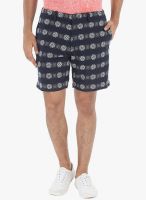 Zobello Navy Blue Printed Shorts