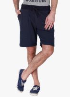 Zobello Navy Blue Solid Shorts