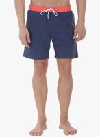 Zobello Navy Blue Solid Swim Short