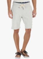 Zobello Off White Solid Shorts