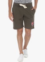 Zobello Olive Solid Shorts