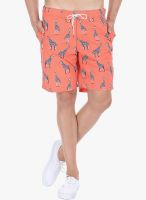 Zobello Orange Printed Swim Short