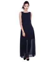 Ak Fashion Black Georgette Maxi Dress