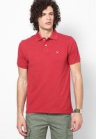 Allen Solly Red Solid Polo T-Shirts