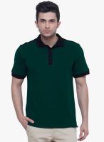 Alley Men Green Solid Polo T-Shirt