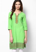 Aurelia Green Solid Kurtis