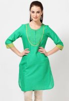 Aurelia Green Solid Kurtis