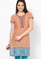 Aurelia Orange Printed Kurtis