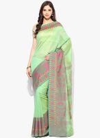 Avishi Banarasi Mercerize Cotton Silk Green Color Saree