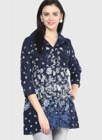 Ayaany Navy Blue Printed Kurtis