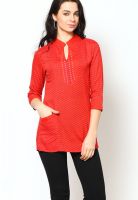 Ayaany Red Solid Kurtis