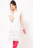 Biba White Embroidered Kurtis