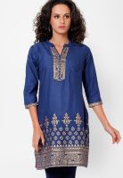 Bitterlime Blue Printed Kurtis