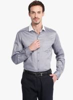 Black Coffee Grey Solid Slim Fit Formal Shirt