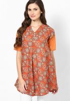 Bohemyan Blue Orange Printed Kurtis