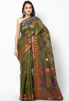 Bunkar Supernet Cotton Banarasi Fancy Mehandi Saree