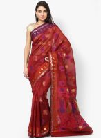 Bunkar Supernet Cotton Banarasi Fancy Maroon Saree