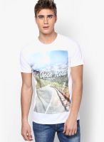 Burton White Round Neck T-Shirt