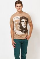 Che Guevara Tan Printed Round Neck T-Shirts