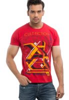 Cult Fiction Red Printed Round Neck T-Shirts
