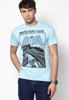 DC Comics Light Blue Printed Round Neck T-Shirts