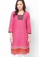 Dhwani Pink Printed Kurtis