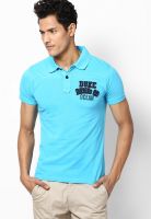 Duke Aqua Blue Printed Polo T-Shirts