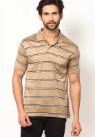 Duke Beige Striped Polo T-Shirts