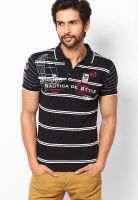 Duke Black Striped Polo T-Shirts