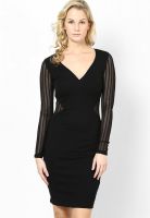 French Connection Black Colored Solid Bodycon Dress