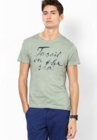Gas Olive Printed Round Neck T-Shirts