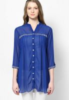 Global Desi Blue Solid Kurtis